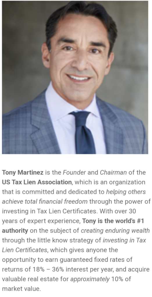 tony martinez founder of us tax lien association